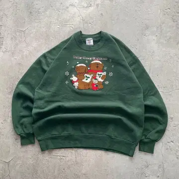 90s 저지 USA제 구제 의류 산타 곰 애니멀 맨투맨 XL