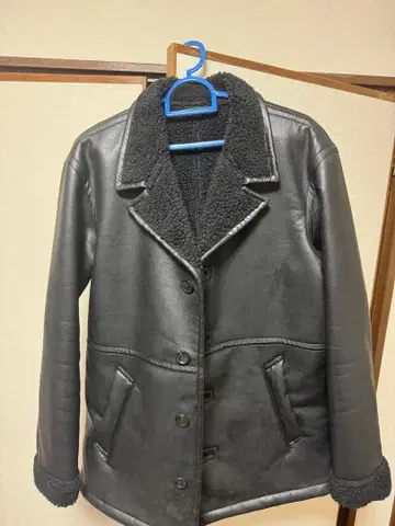 블랙 가죽 코트 보아 자켓