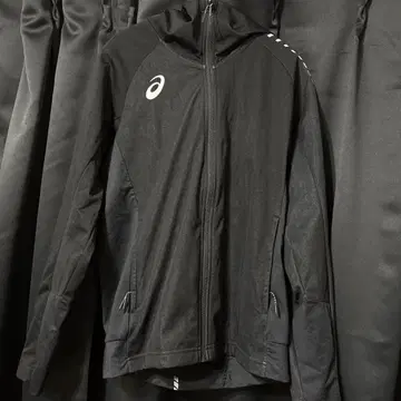 ASICS 아식스 저지 블랙 후드 부착 후드티 M 블랙