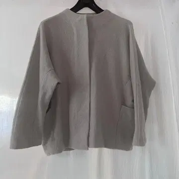 울 100% 노카라 자켓 사이즈 2 그레이