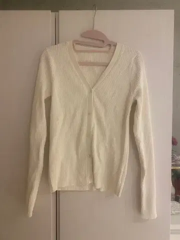 anuans 리브 화이트 긴팔 가디건