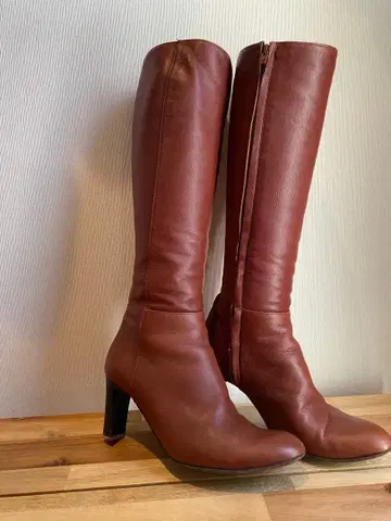 [ 이탈리아제 ] 브라운 가죽 롱 부츠