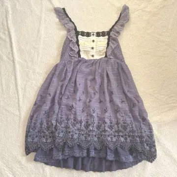 엑시즈팜 레이스 자수 디자인 튜닉 미니 원피스 클라로리 Y2K