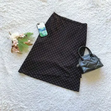 23KU 무릎 기장 스커트 도트 무늬 40 L 일본제 고급 성숙/러블리