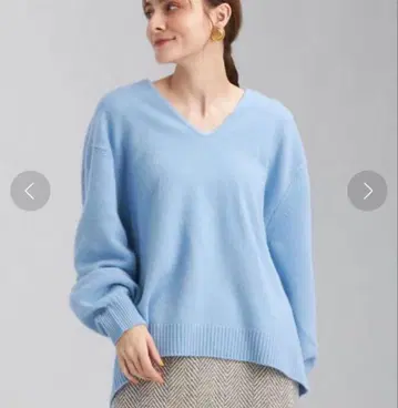 그린 라벨 릴랙싱 울 캐시미어 V넥 풀오버 니트 블루