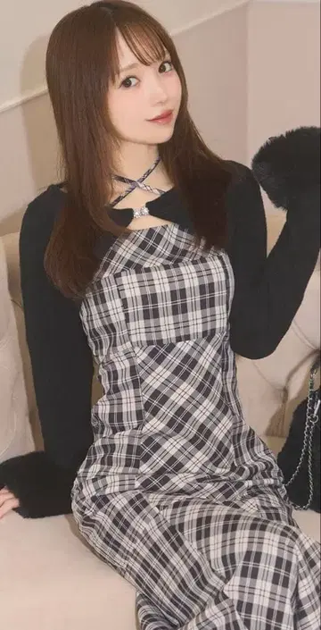 볼레로 체크 롱 원피스 프리 사이즈