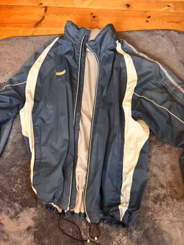 네이비/아이보리 나일론 자켓