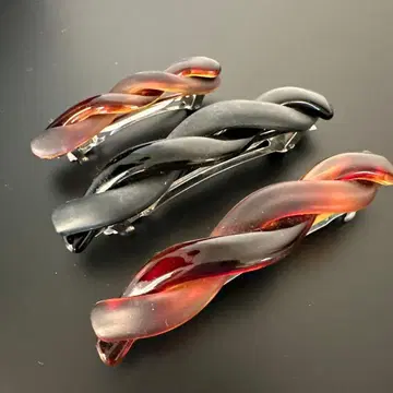 [헬프랑스] 블랙과 브라운 트위스트 헤어 클립 대소 3개 세트 프랑스제