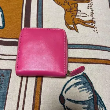 핑크 가죽 접이식 지갑