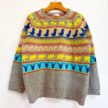 네넷 네트 니트 스웨터 동물 패턴 노르딕 무늬 펭귄 새