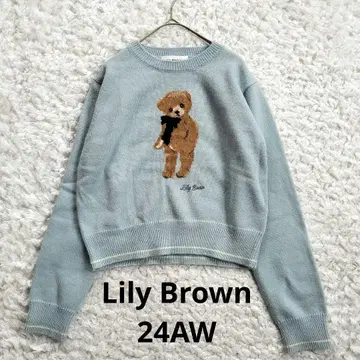 릴리 브라운 LilyBear 리본 니트 풀오버 곰 스카이블루