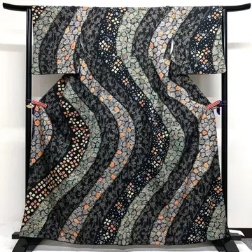 호몬기 블랙 베이스 시보리 하기 봉황 기모노 010k