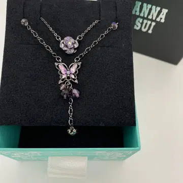 [ N31 ] 미사용 ANNA SUI 안나수이 목걸이 나비 장미 2연