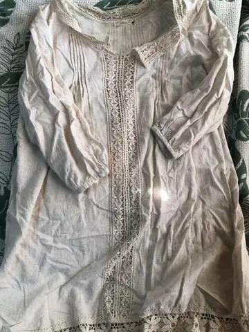 earth music 튜닉 레이온 린넨 레이스