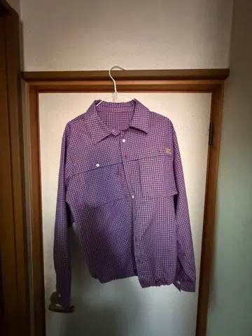 COMMON GULL PRODUCTS 퍼플 체크 긴팔 셔츠