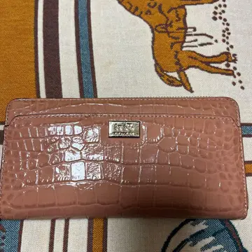 핑크 합성 피혁 장지갑 카드 포켓 8개