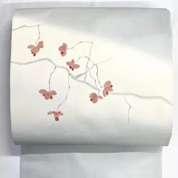 나고야 오비 꽃 무늬 그레이 오샤레 기모노 오비 027k