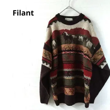 Filant 오버 사이즈 니트 동물 패턴 캐주얼 M