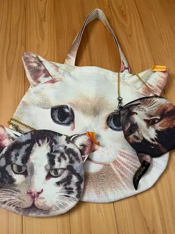아차차무 고양이 페이스 토트백 2종 세트