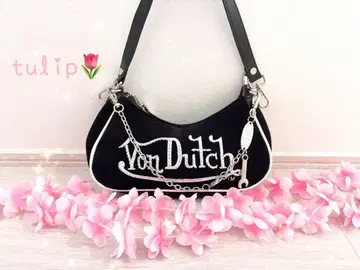 새상품 von dutch 참 큐빅 숄더백 블랙