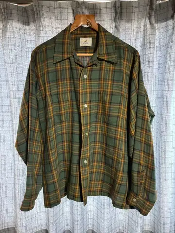 반 휴센 체크 무늬 셔츠 빈티지