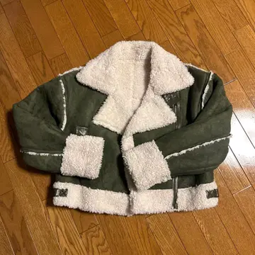 CIAOPANIC 올리브 그린 양가죽풍 무스탕 코트