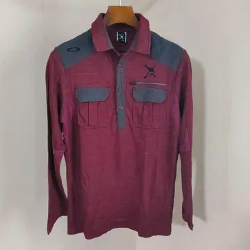 OAKLEY 골프 긴팔 피케 셔츠 절개 디자인 보르도 M 스컬