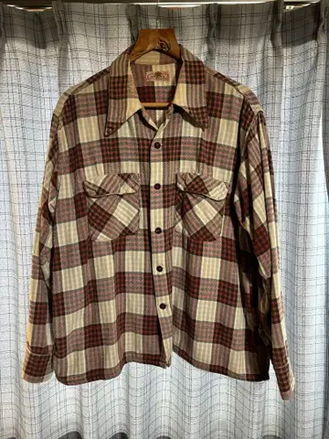 50s BRINT 체크 무늬 플란넬 셔츠 빈티지