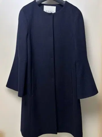 ANAYI 네이비 플레어 소매 롱 코트 36 사이즈