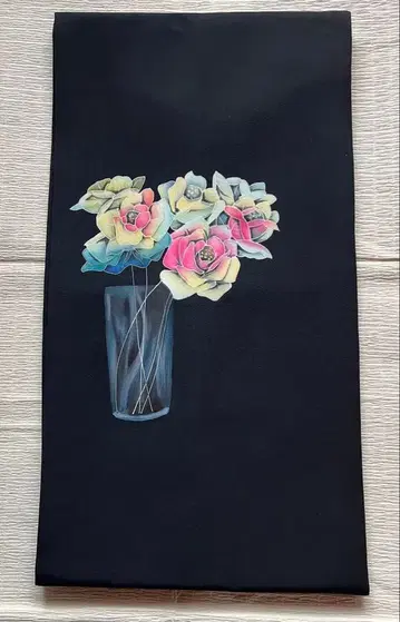 나고야 오비 (염색 오비) 꽃병과 꽃 디자인