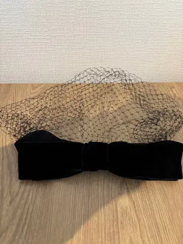 블랙 벨벳 리본 넷 캡