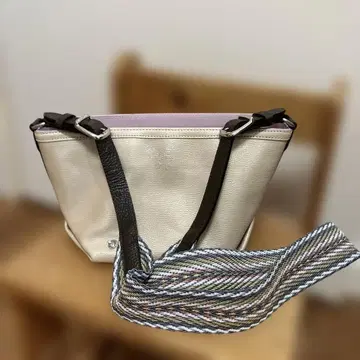 admj 크림색 숄더백 토트형