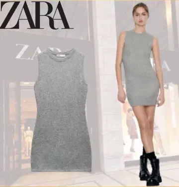 ZARA 슬리브리스 미니 원피스 그레이