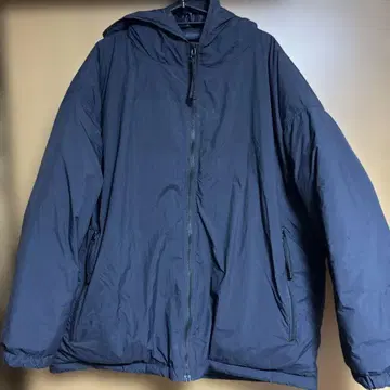 발수 후드 부착 다운 자켓 남녀 공용 XL 블랙