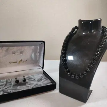 P1 미사용 보관품 블랙 제트 목걸이 귀찌