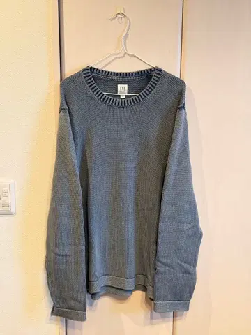 GAP 블루 그레이 리브 편직 긴팔 스웨터