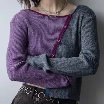 vacancy 리브 니트 비대칭