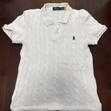 폴로 랄프로렌 반팔 케이블 니트 카라 부착 M 사이즈 화이트