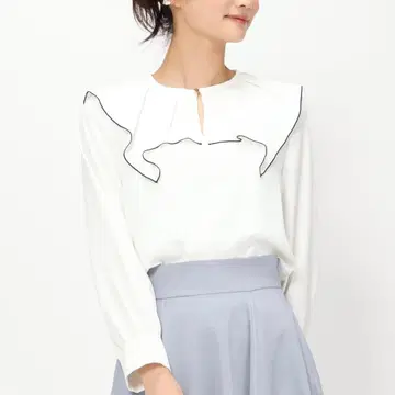 MISCH MASCH 케이프 칼라 배색 블라우스 화이트