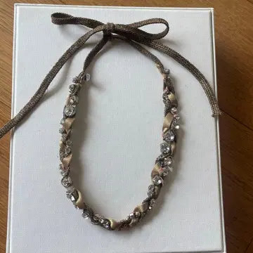 비쥬 목걸이 리본 크리스탈 큐빅