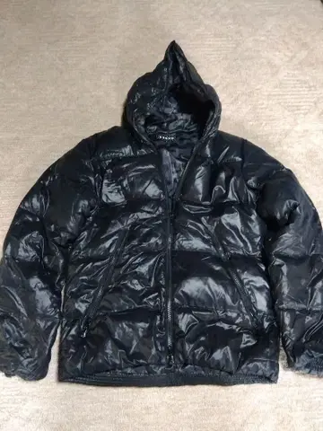 BEAMS 풀 집업 후드티 블랙 다운 자켓 M