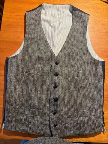헤링본 무늬 남성용 베스트 그레이 블랙