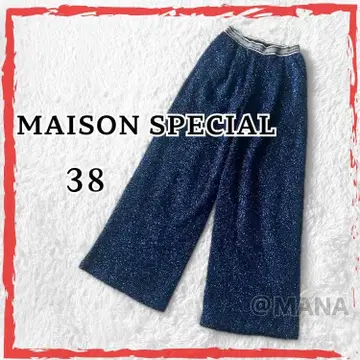 컨디션 최상 MAISON SPECIAL 로고밴딩 와이드 팬츠 라메