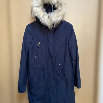 네이비 모즈 코트 탈부착 퍼 포함