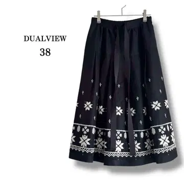 [ DUAL VIEW ] 노르딕 자카드 스커트 울 리본 블랙 38