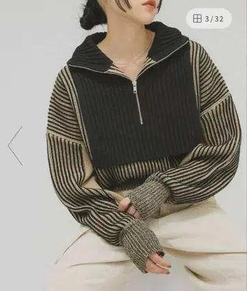 KBF 레이어드 하프 ZIP 니트