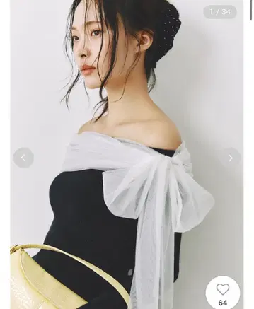 [ FRAY i.d ] 3way 리본 오프숄더 니트 풀오버