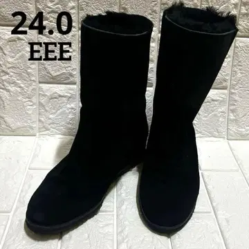 뷰포트 퍼 부츠 블랙 스웨이드 숏부츠 웨지솔