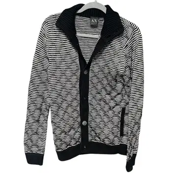 아르마니 익스체인지 가디건 두꺼운 원단 니트 니트 블루종