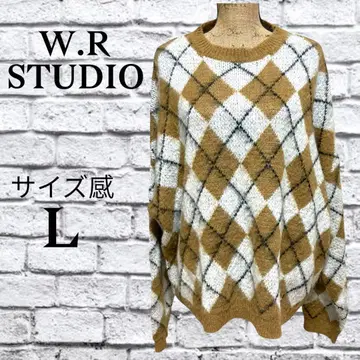 B12 W.R STUDIO 니트 아가일 무늬 풀오버 빅 루즈